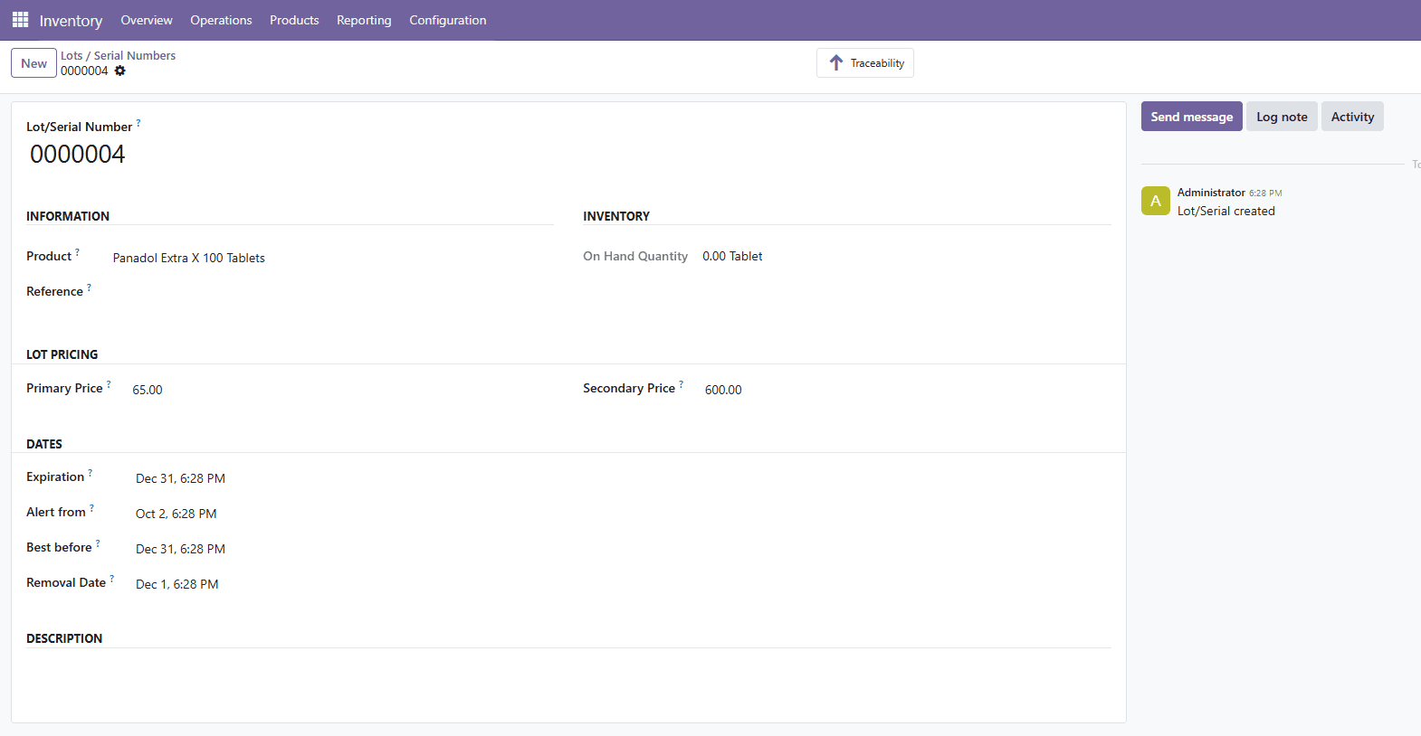 Lot pricing with primary and secondary prices in Odoo