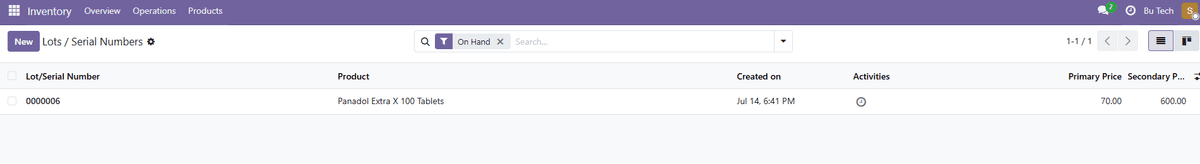 Restricted user cannot see Valium lots