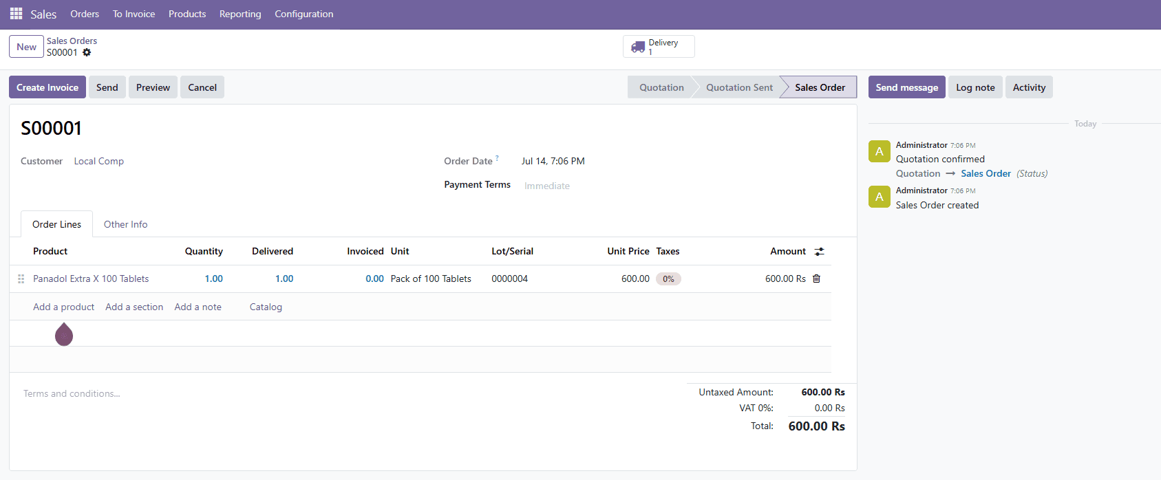 Sales order with lot and UOM selection in Odoo